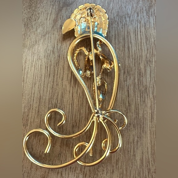 Lovebird vintage gold tone brooch pin - Picture 4 of 5